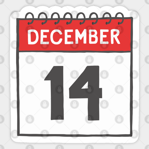 December 14th Daily Calendar Page Illustration Calendar Sticker